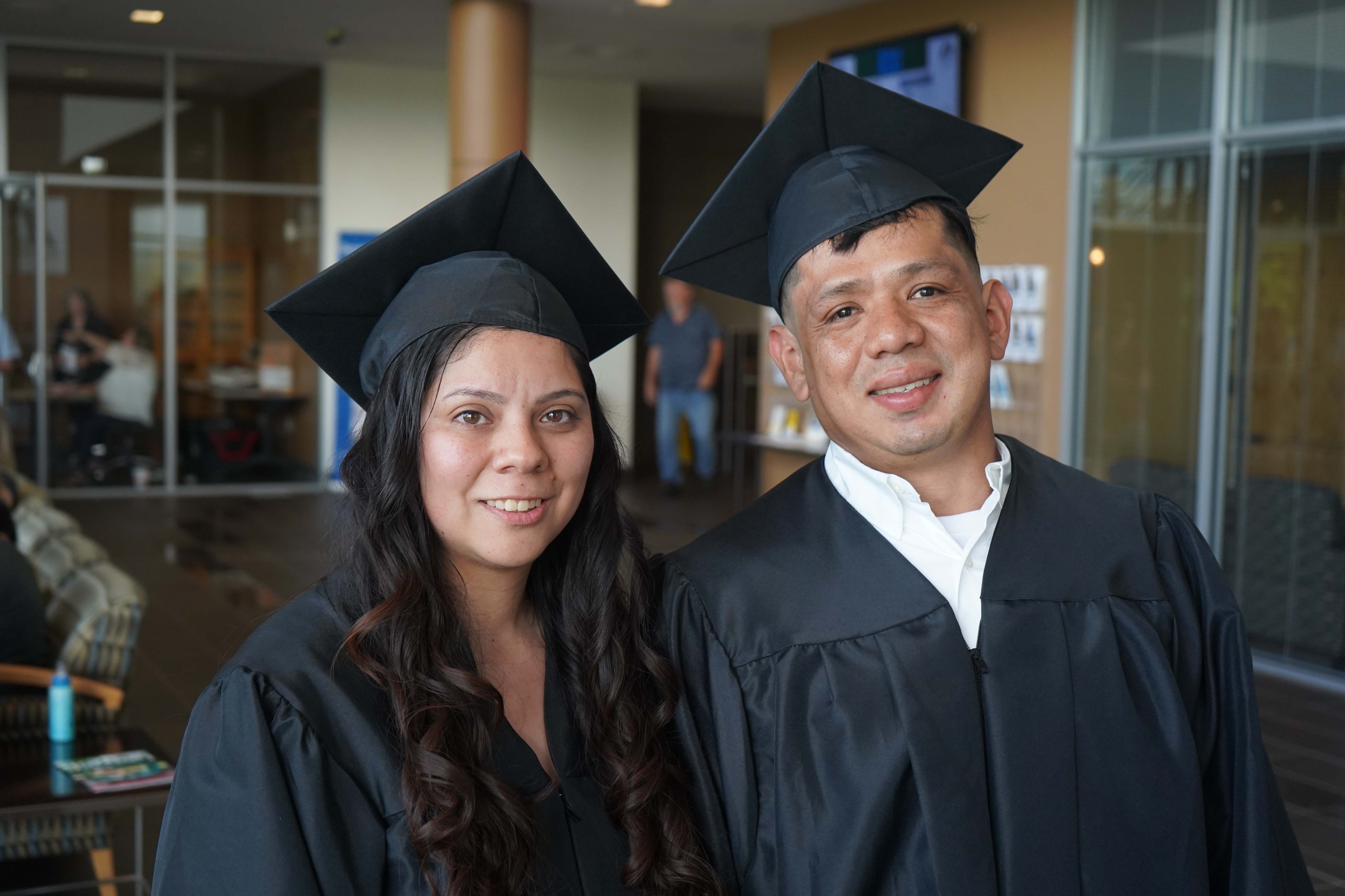 Ana Lopez (left) and her husband Juan Lopez completed their High School Equivalency and graduated together during GNTC’s Spring 2024 Adult Education Graduation Ceremony.