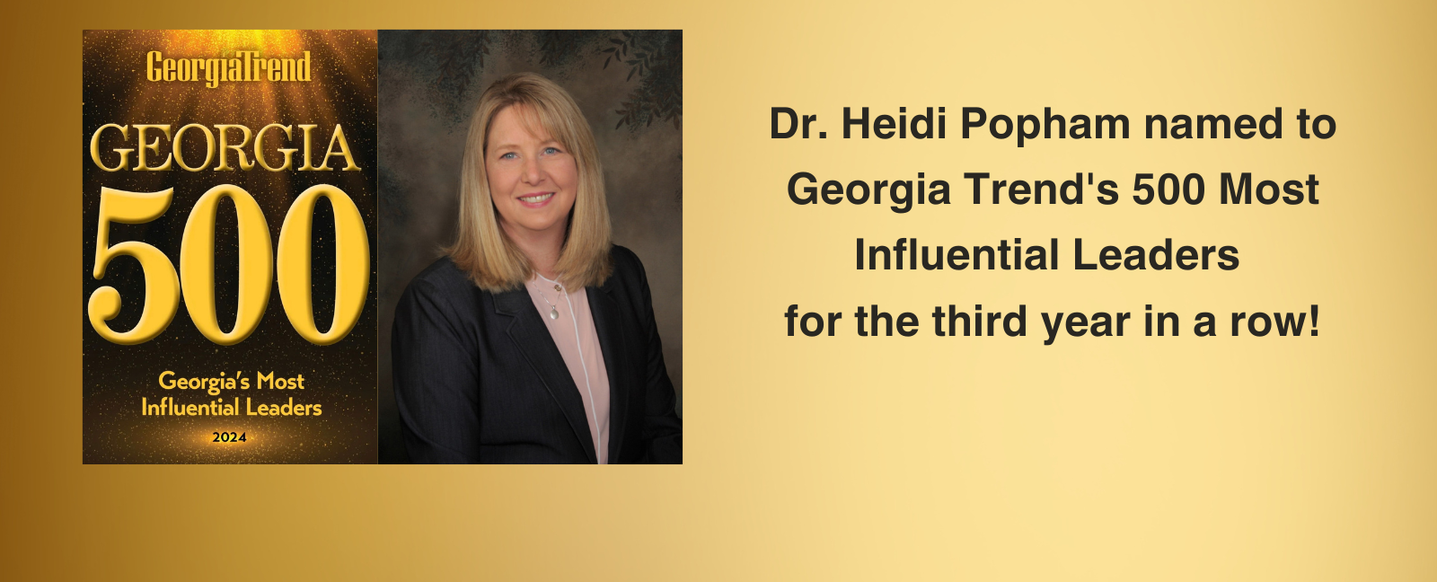 Photo of Georgia Trend Top 500 and Photo of Heidi Popham as most Influential Leaders in Georgia